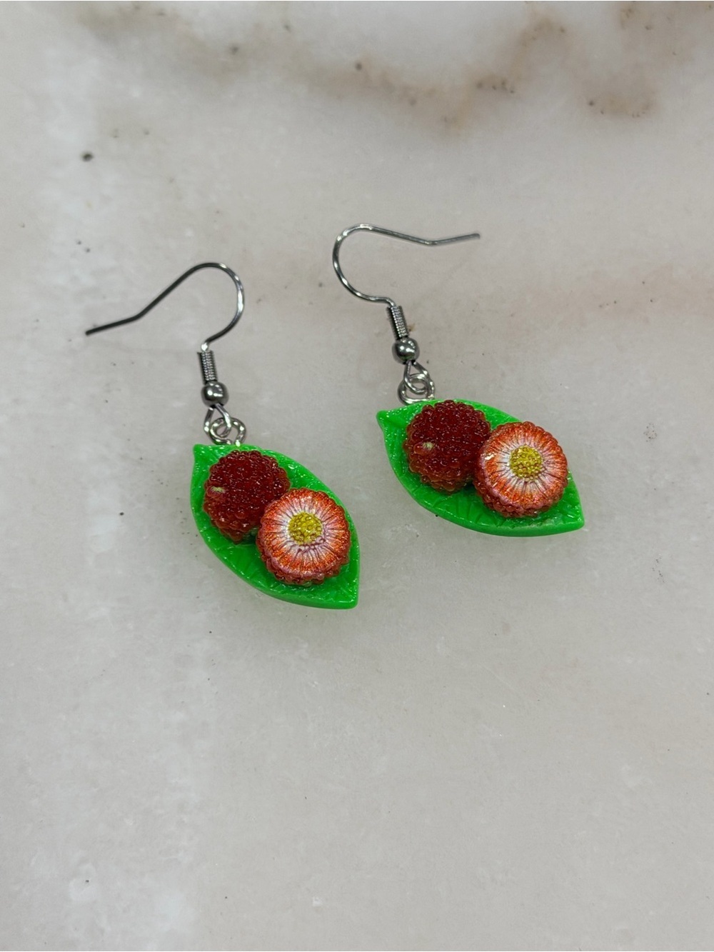 Handmade Tutti Fruit Leaf Earrings Handmade Novelty Jewelry